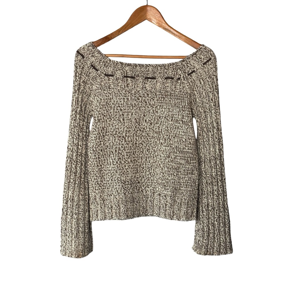 Vintage Y2K Marl Knit‎ Bell Sleeve Ribbon sweater